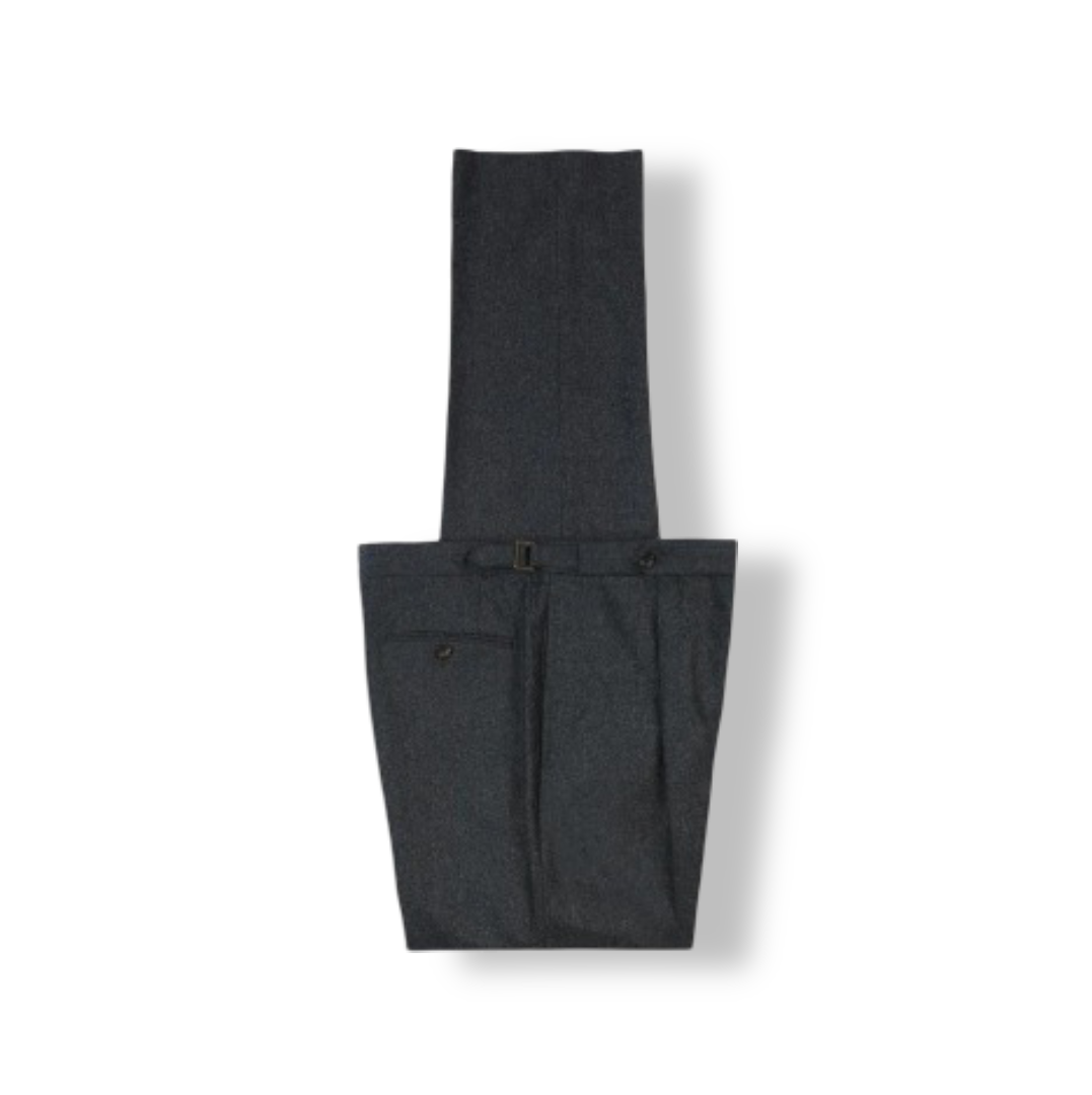 Men's Wool Flannel Single Pleat Trouser (Grey)