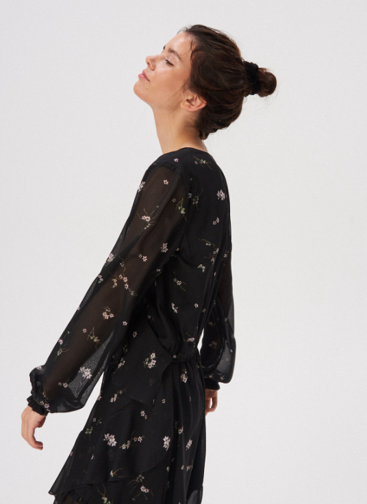 Women's Floral Dress With Ruffles