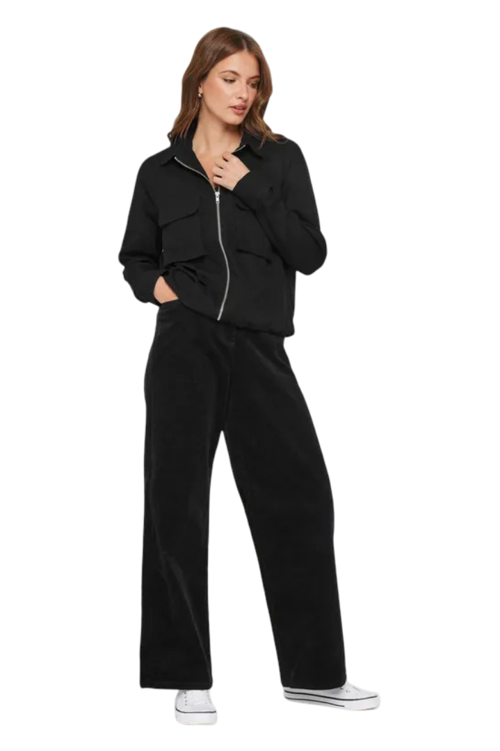 M&Co: Collared Cotton Twill Jacket (Black)