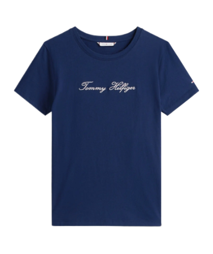 Tommy Hilfiger:Lurex Script Regular Fit T-Shirt (Navy)