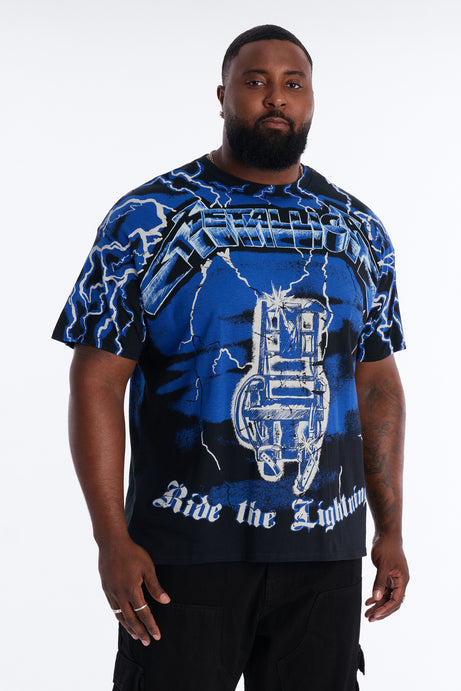 Men's Metallica: Ride The Lightning All Over Print Short Sleeve Tee (Black)