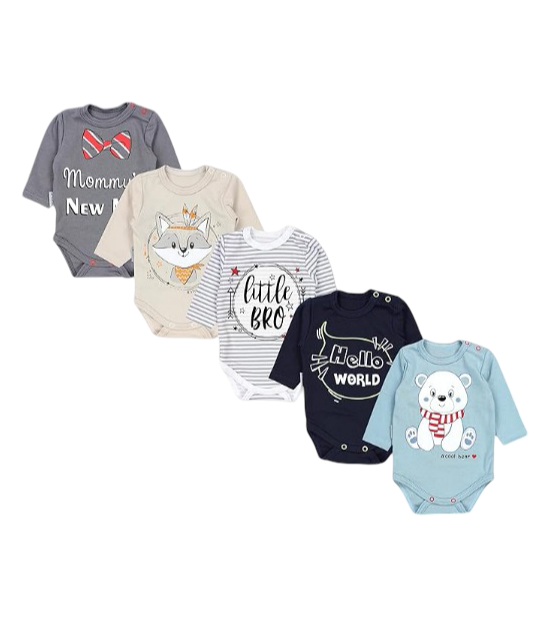 TupTam Baby Unisex Long-Sleeve Bodysuits (Pack of 5)