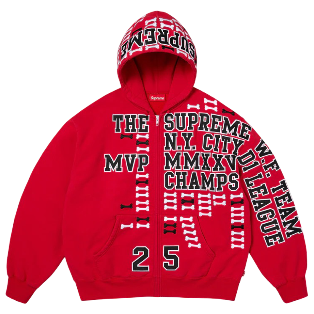 League Champs Zip Up Hooded Sweatshirt (Red)