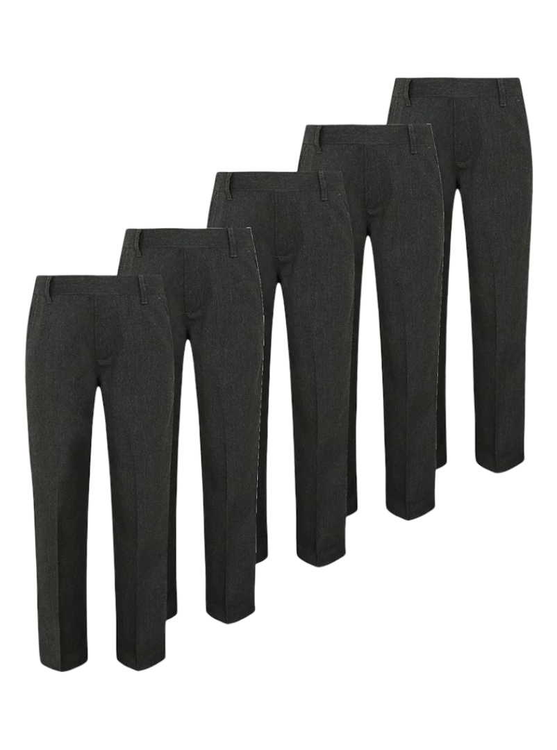 Half Elastic School Trouser - Pack of 5 (Grey)