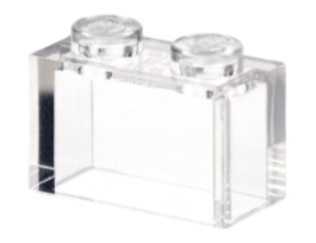 Brick - Transparent Clear (1x2) Without Bottom Tube