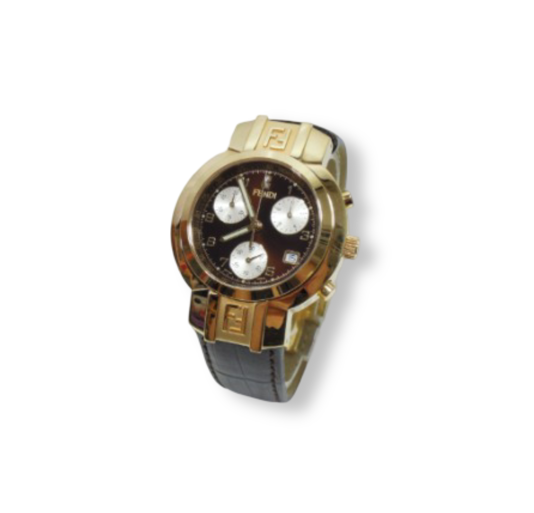 Fendi: Men's Quartz Orologi Chronograph Watch (Gold Black)