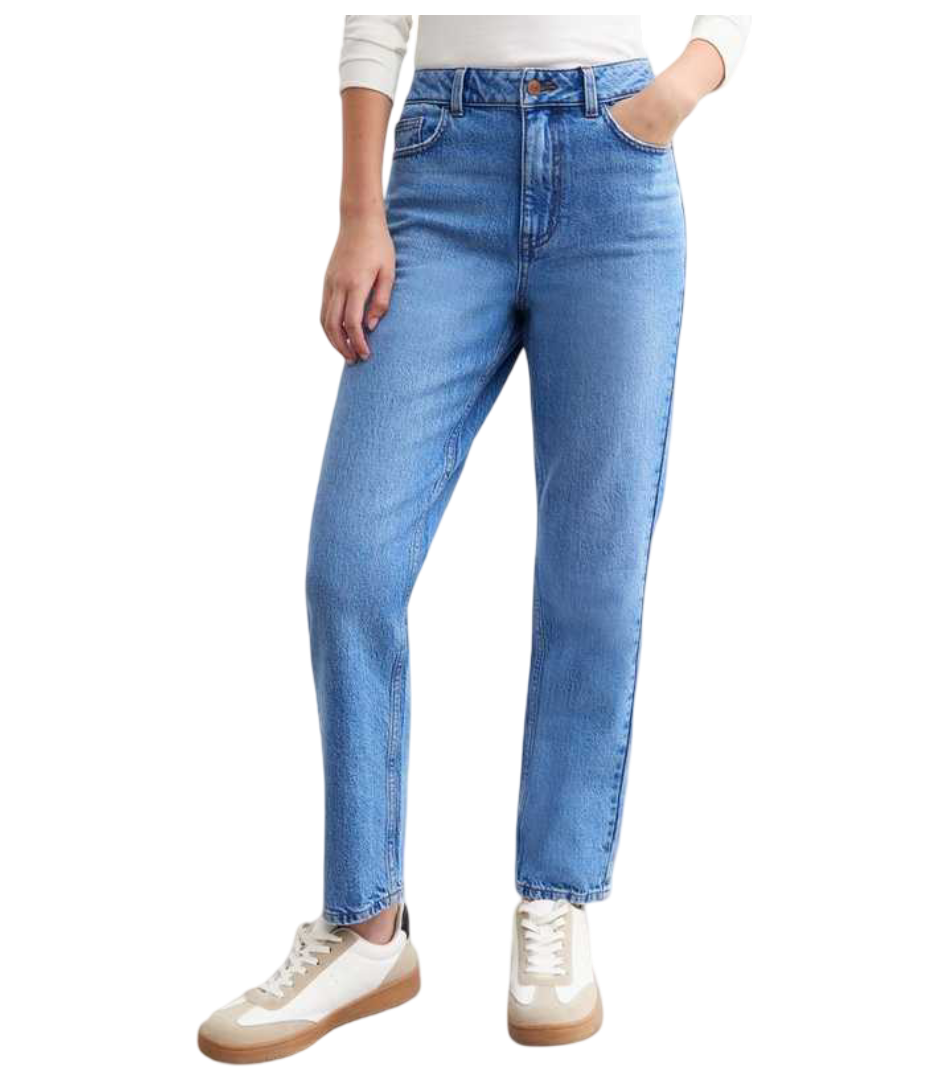 Slim Fit Denim Mom Jeans (Blue)