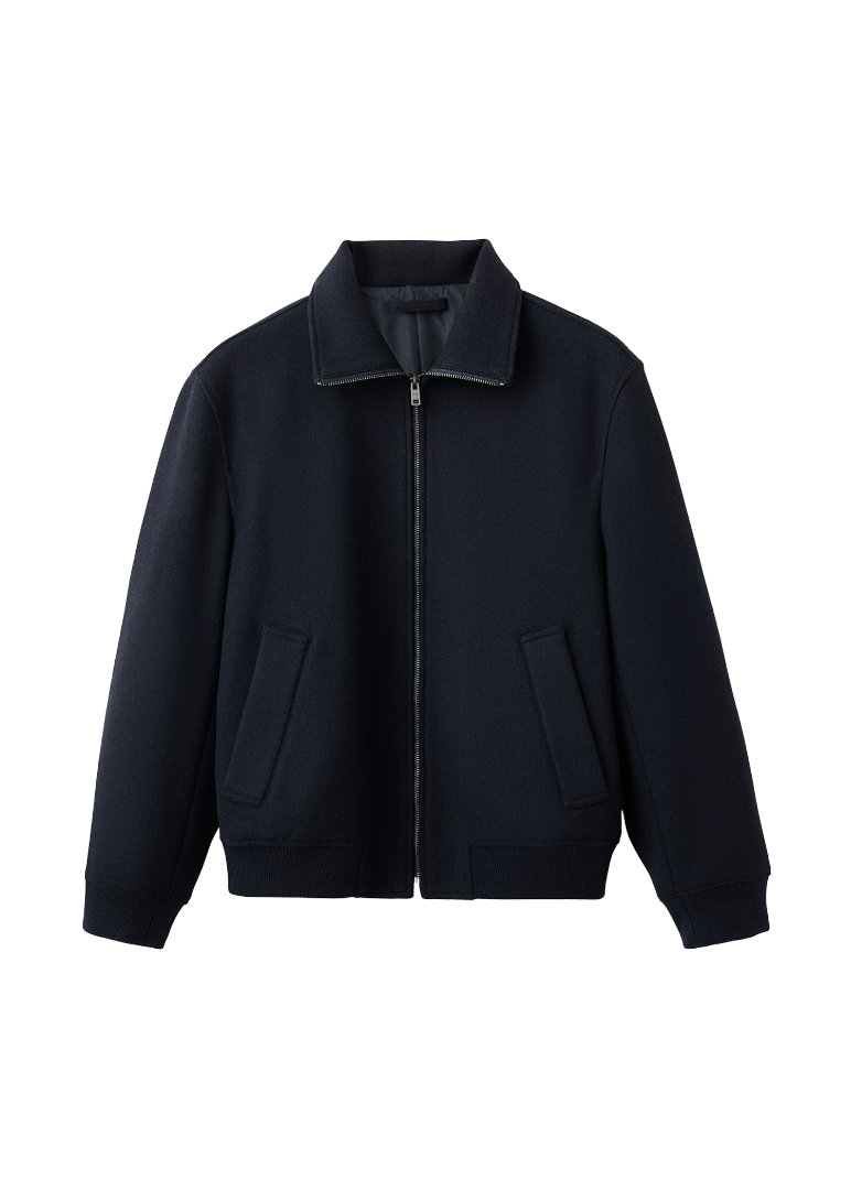 Structured Jacket With Zipper (Navy Blue)
