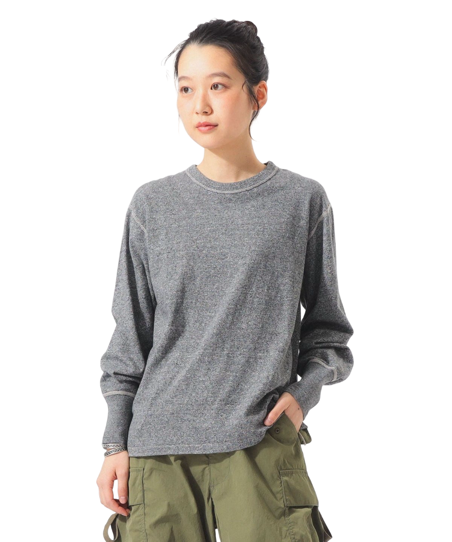Beams Boy: Healthknit - Crew Neck Long Sleeve T-shirt (H.Charcoal)