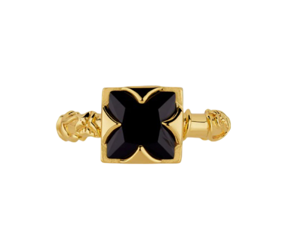 Gold Vault Square Onyx & Ivy Ring