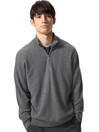 Cashmere Half-Zip Jumper (Grey)