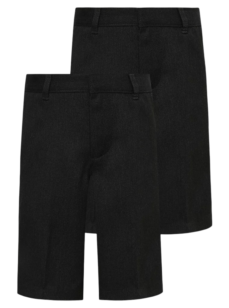 Regular Fit Slim Leg School Shorts - Pack of 2 (Charcoal Grey)