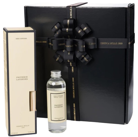 Molla 1899: Mikado Reed Diffuser Geurstokjes 100ml + Refill 200 ml Provence Lavendel Set