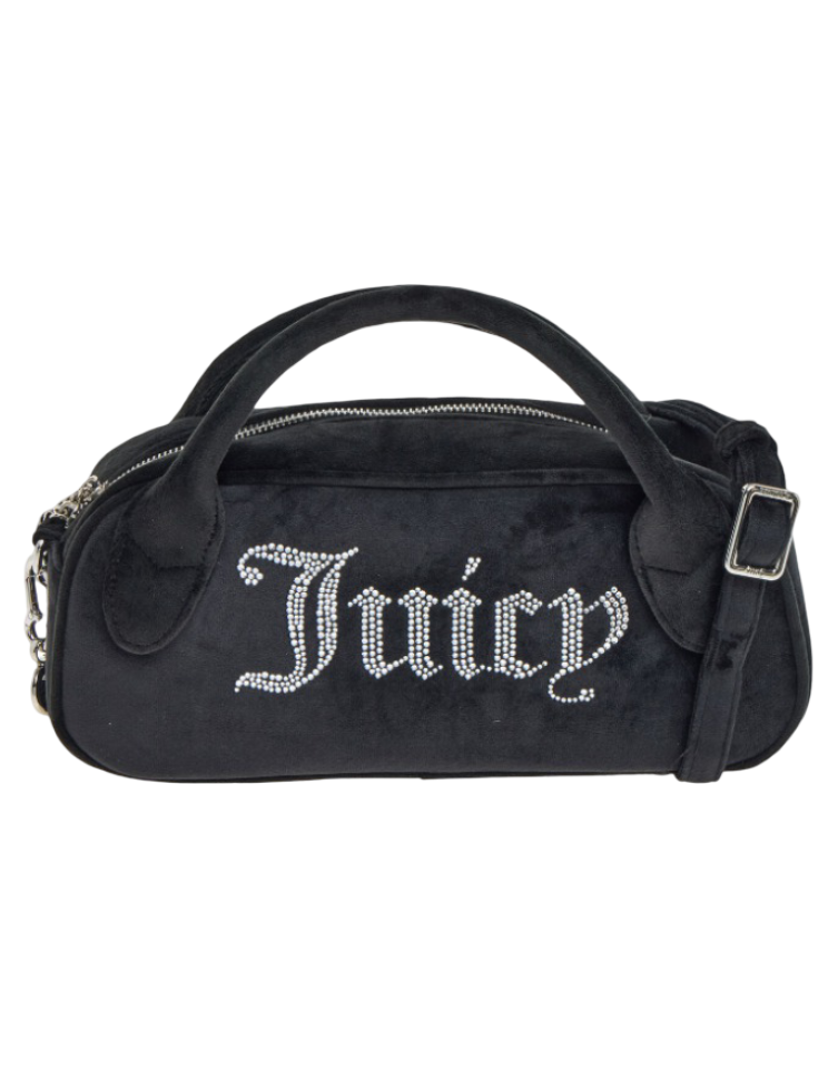 Juicy Couture: Women's Kimberly Embellished Logo Velour Grab Bag (Black)