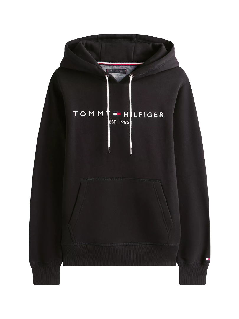 Embroidered Tommy Logo Hoodie (Black)