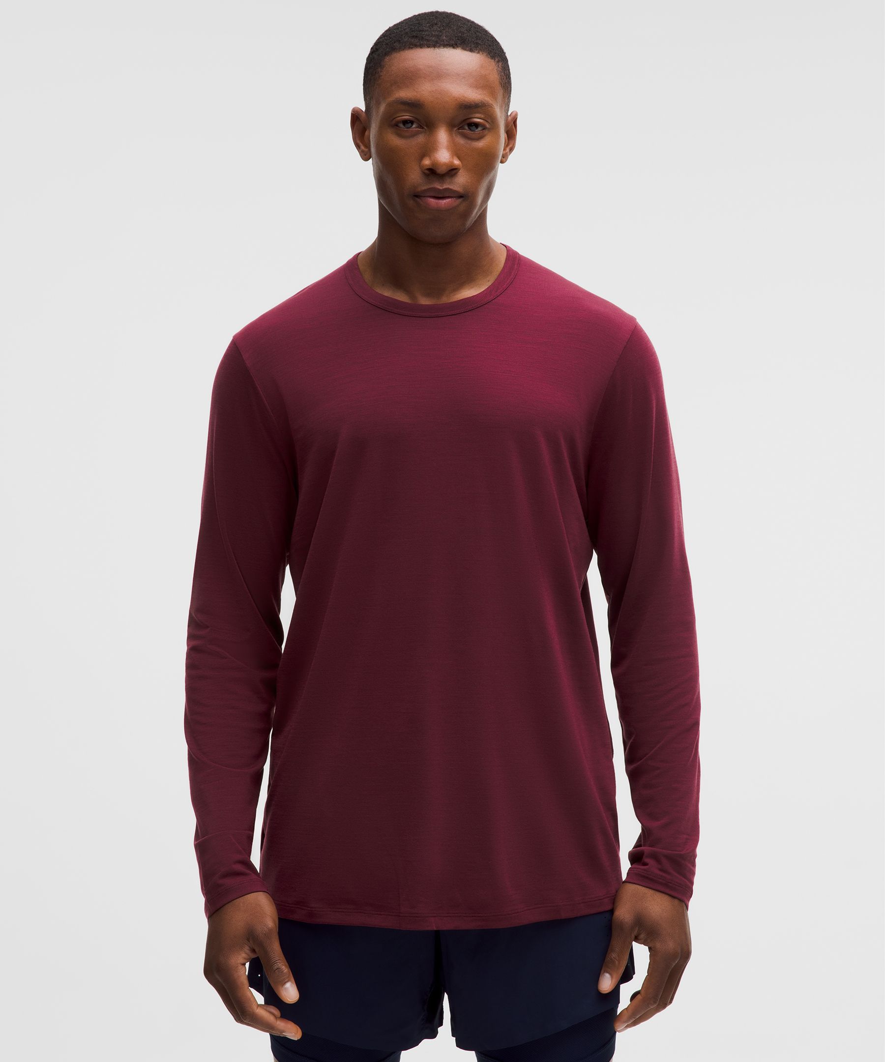 Men's Mile Maker Merino Wool-Blend Long-Sleeve Shirt (Burgundy Bay)
