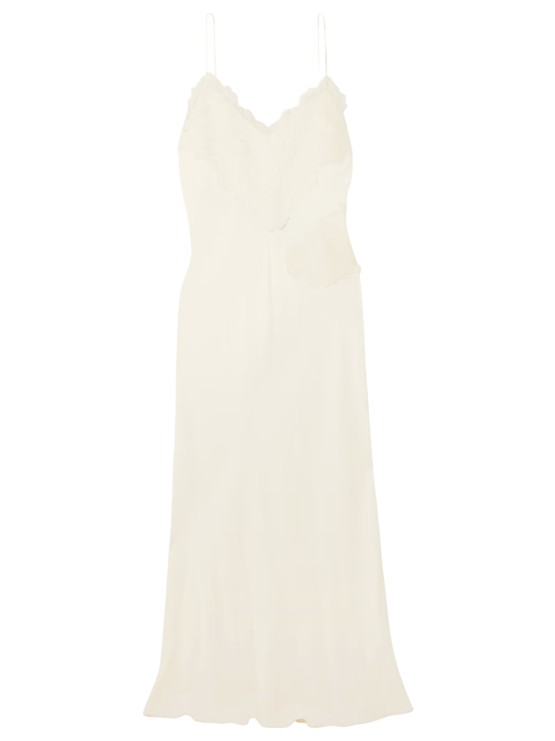Rohe: Lace Trimmed Satin Maxi Dress (Cream)