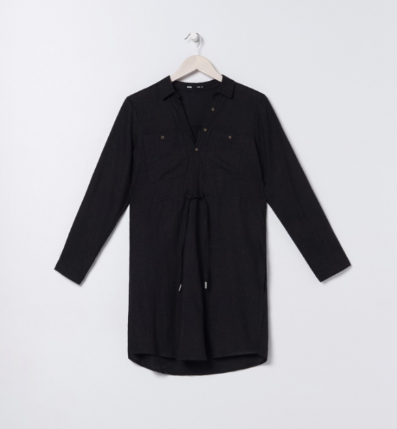 Women's Linen Blend Shirt With Tie Band Back