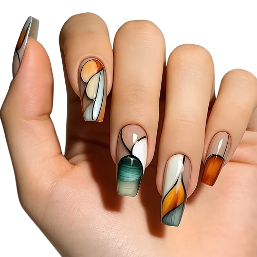 Press-on Fake Nails: Geometric Pattern (24pcs)