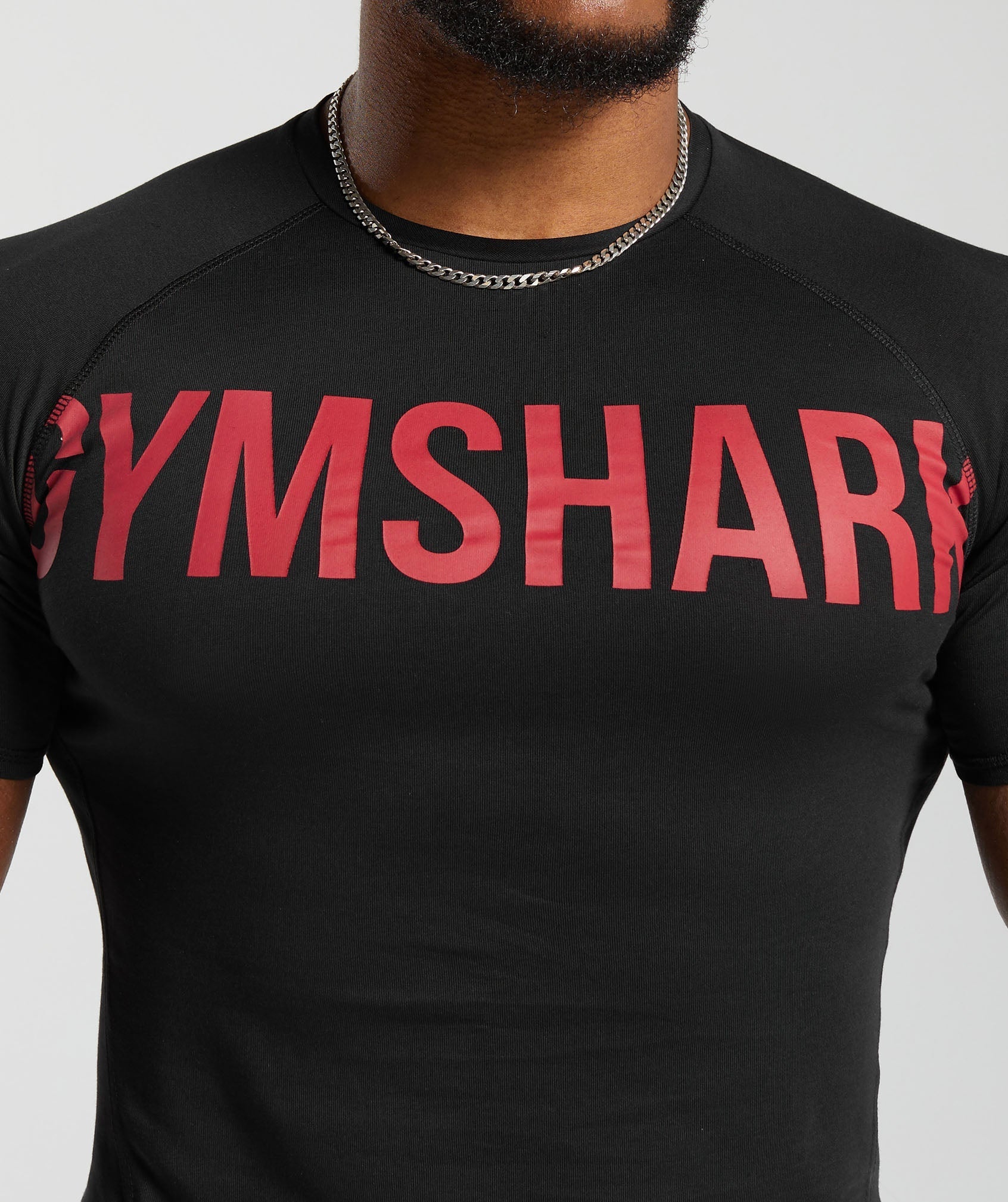 Men's Gymshark Impact SS Muscle T-Shirt (Black/Vivid Red)