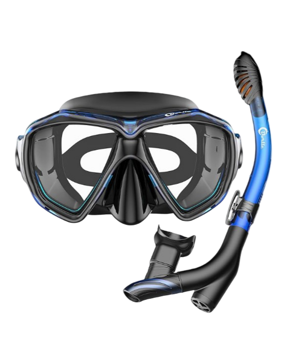 Dorlle: Snorkel Set Snorkel and Diving Goggles (Black/Blue)