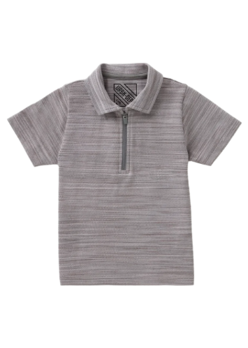 Boys Grey Space Dye 1/4 Zip Polo Shirt (1-7yrs)