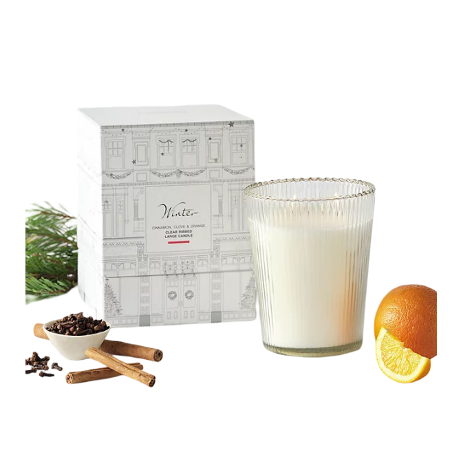 Winter Clear Ribbed Candle - Large