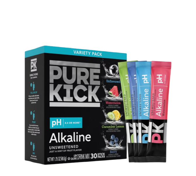 Pure Kick: Alkaline Singles to Go Powdered Drink Mix Variety Pack (30 Count Packets)