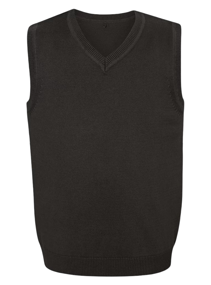 V Neck Knitted School Tank Top (Charcoal Grey)
