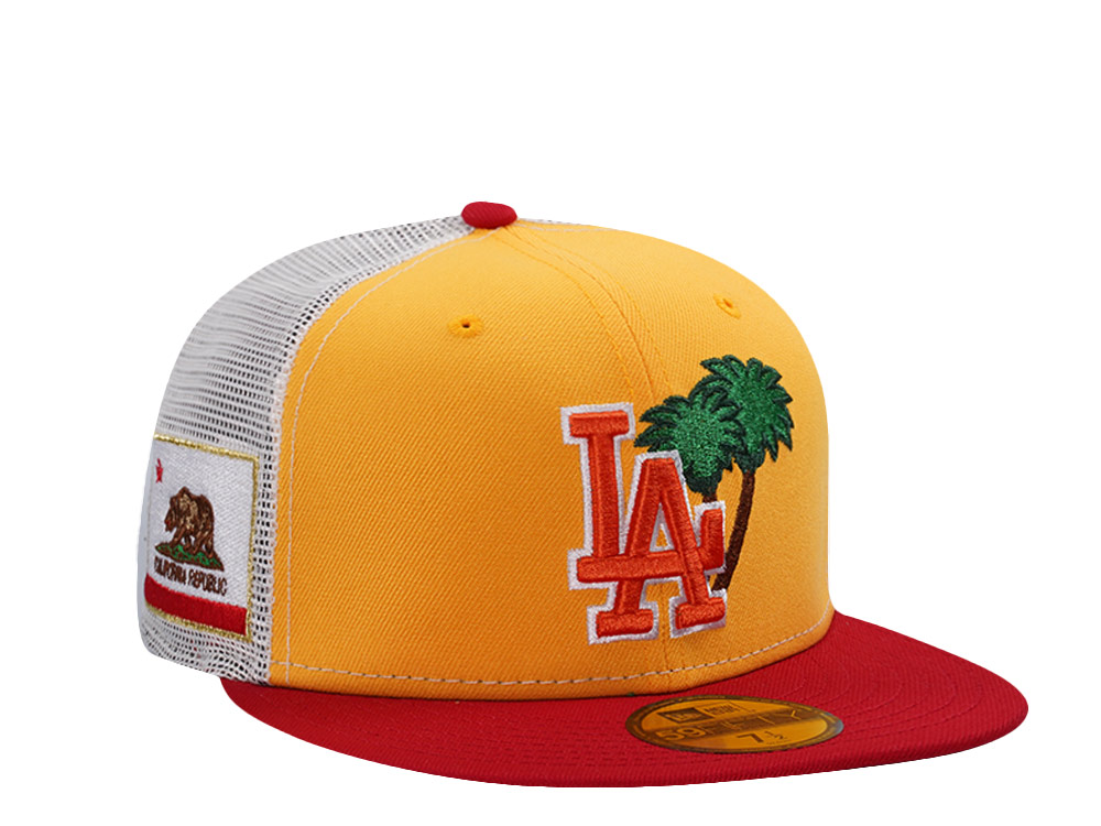 Men's New Era: Los Angeles Dodgers Beach Gold Two Tone Edition 59Fifty Trucker Fitted Hat