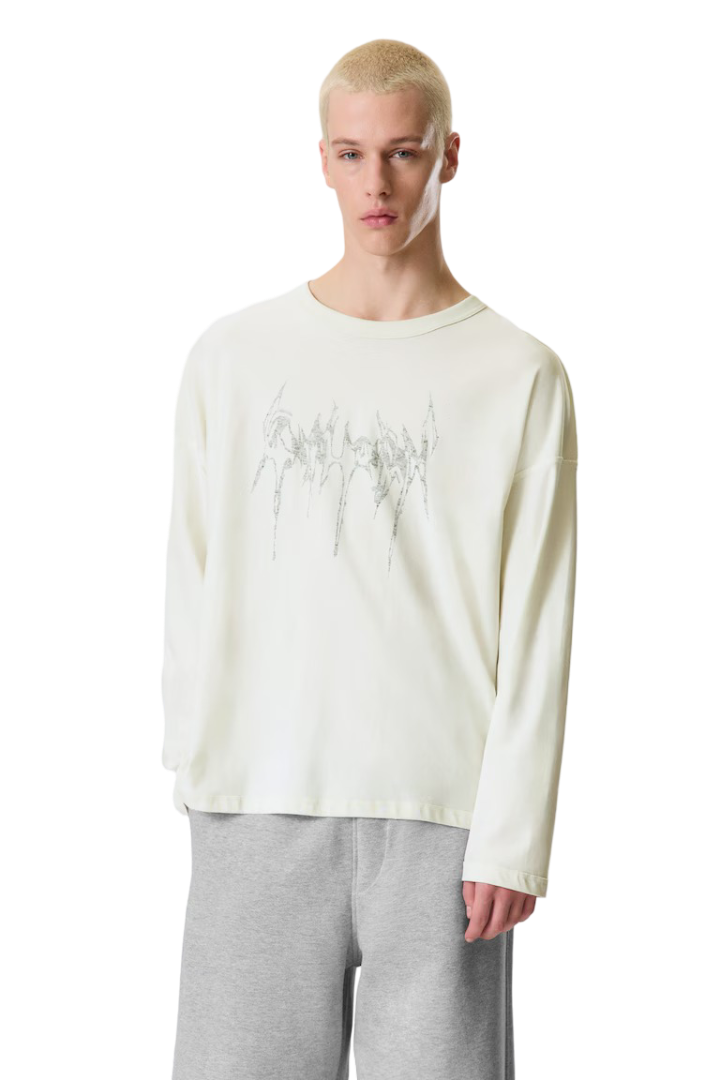 Oversized Long-Sleeved Graphic T-Shirt (Dusty White - Wasp)