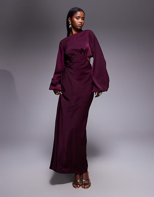 Women's: ASOS DESIGN Long Sleeved Cut Out Maxi Dress (Mauve)
