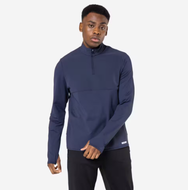 Kiprun: Men's Run 500 Warm Long-sleeved Zip Running T-Shirt (Blue)