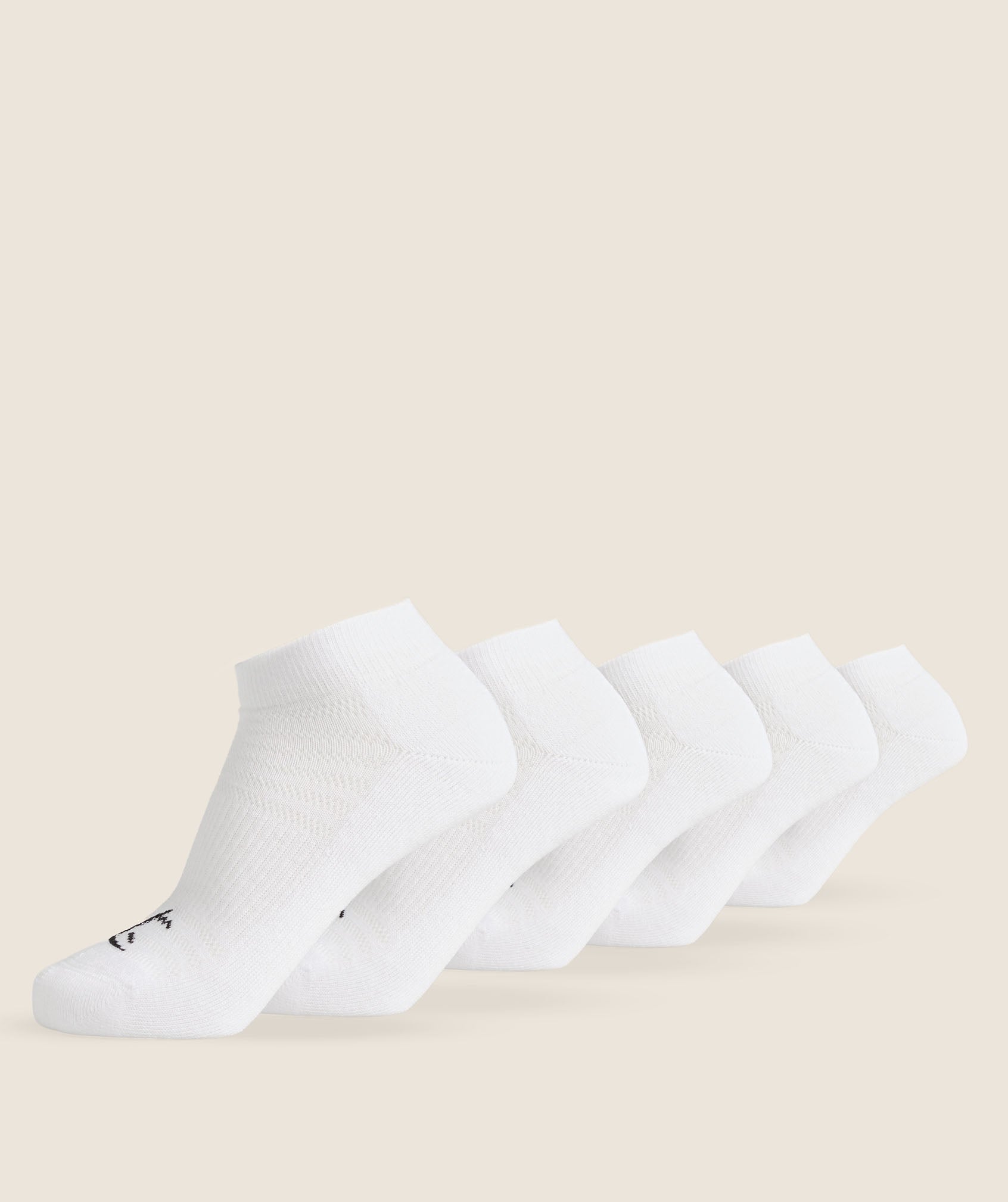 Women's Gymshark Trainer Sock (White, Pack of 5)