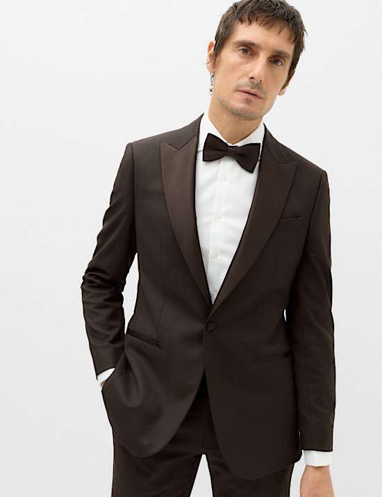 Men's Tailored Fit Tuxedo Trousers (Brown)