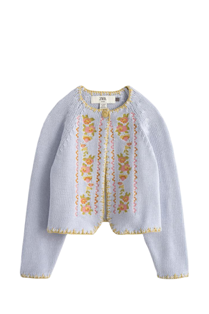 Cross-Stitch Floral Embroidered Knit Cardigan Limited Edition
