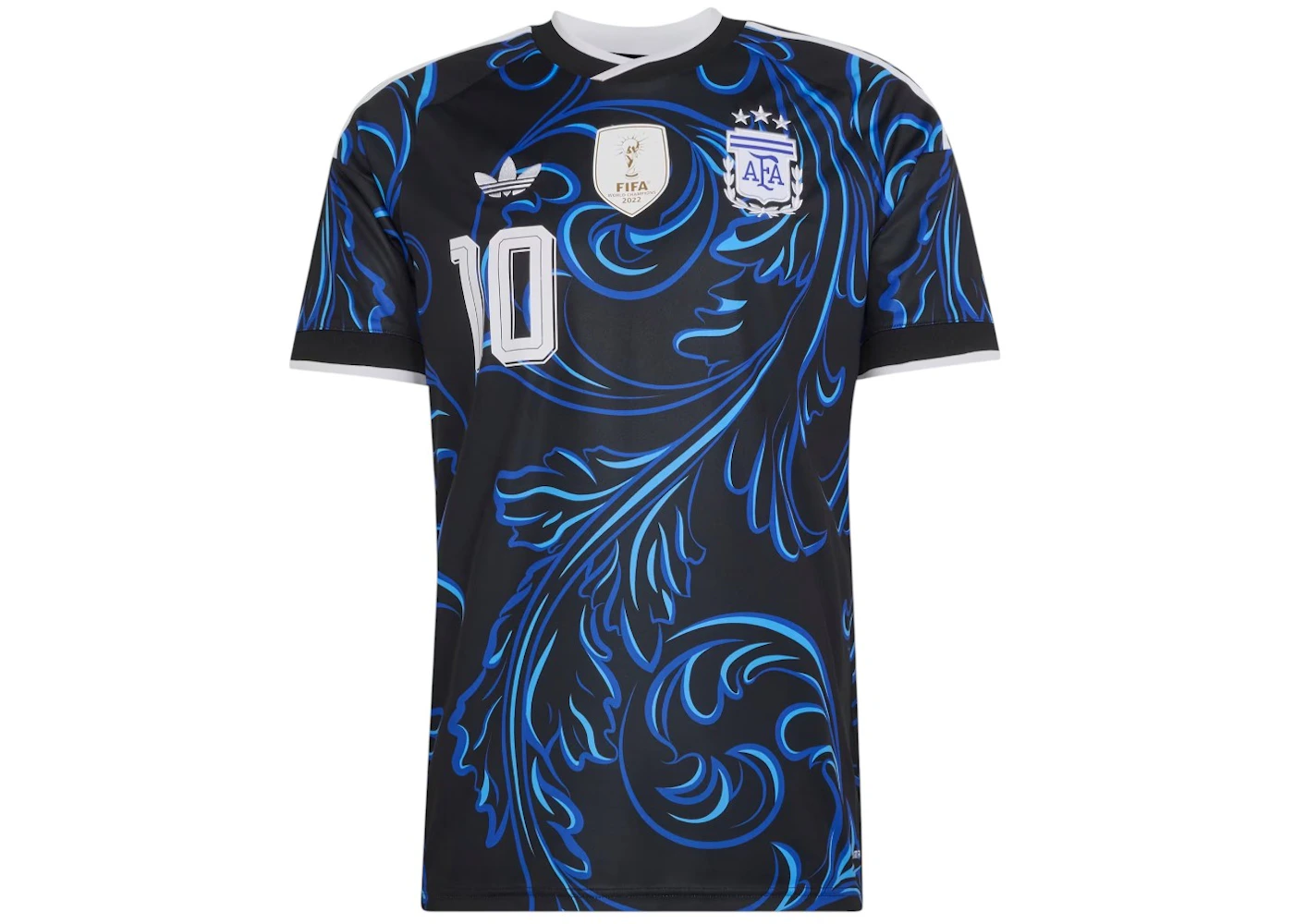 Men's Argentina 26 Away Authentic Jersey (Black/Lucid Blue/Blue Burst)