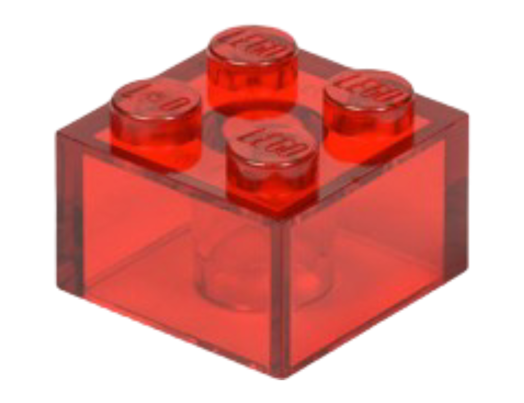 Brick - Transparent Red (2x2)