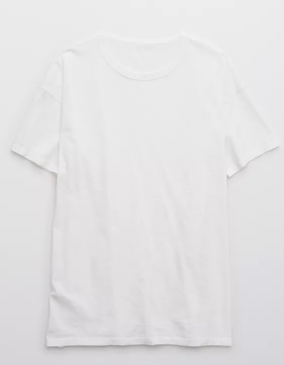 Aerie Distressed Basic Boyfriend T-Shirt (White)