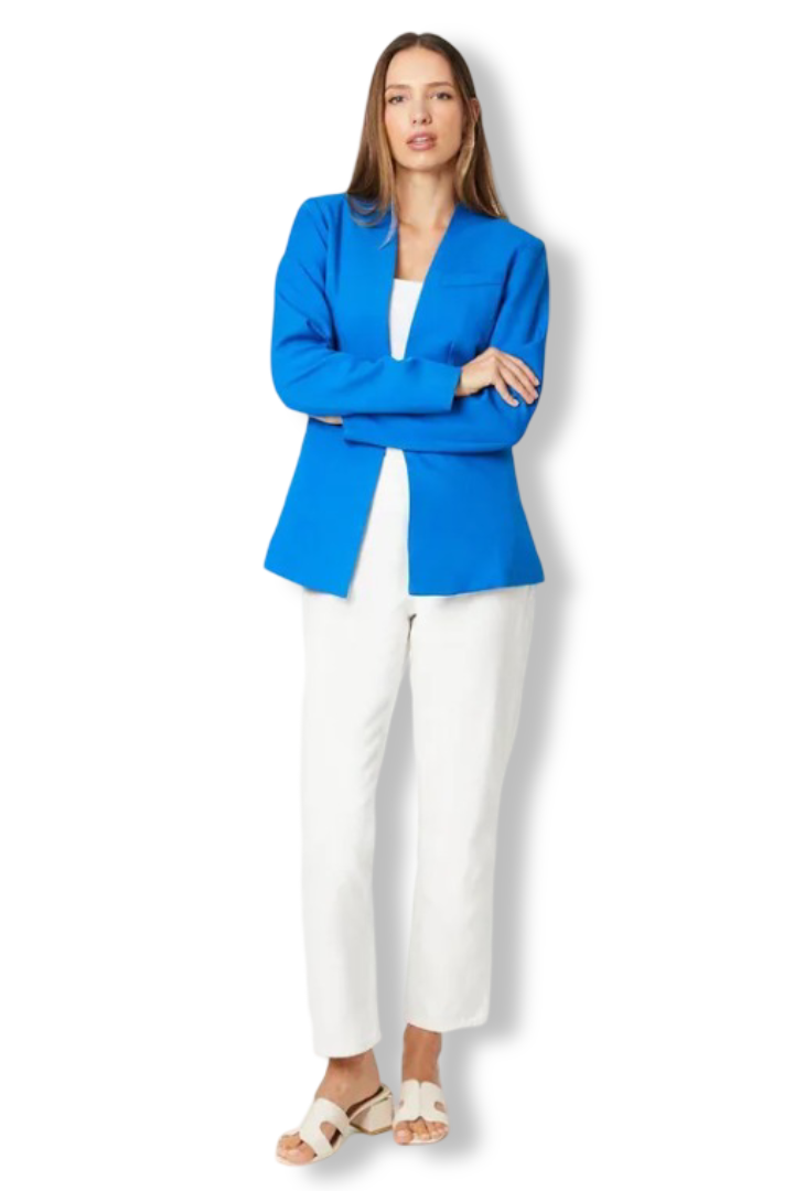 Women's Collarless Blazer (Blue)