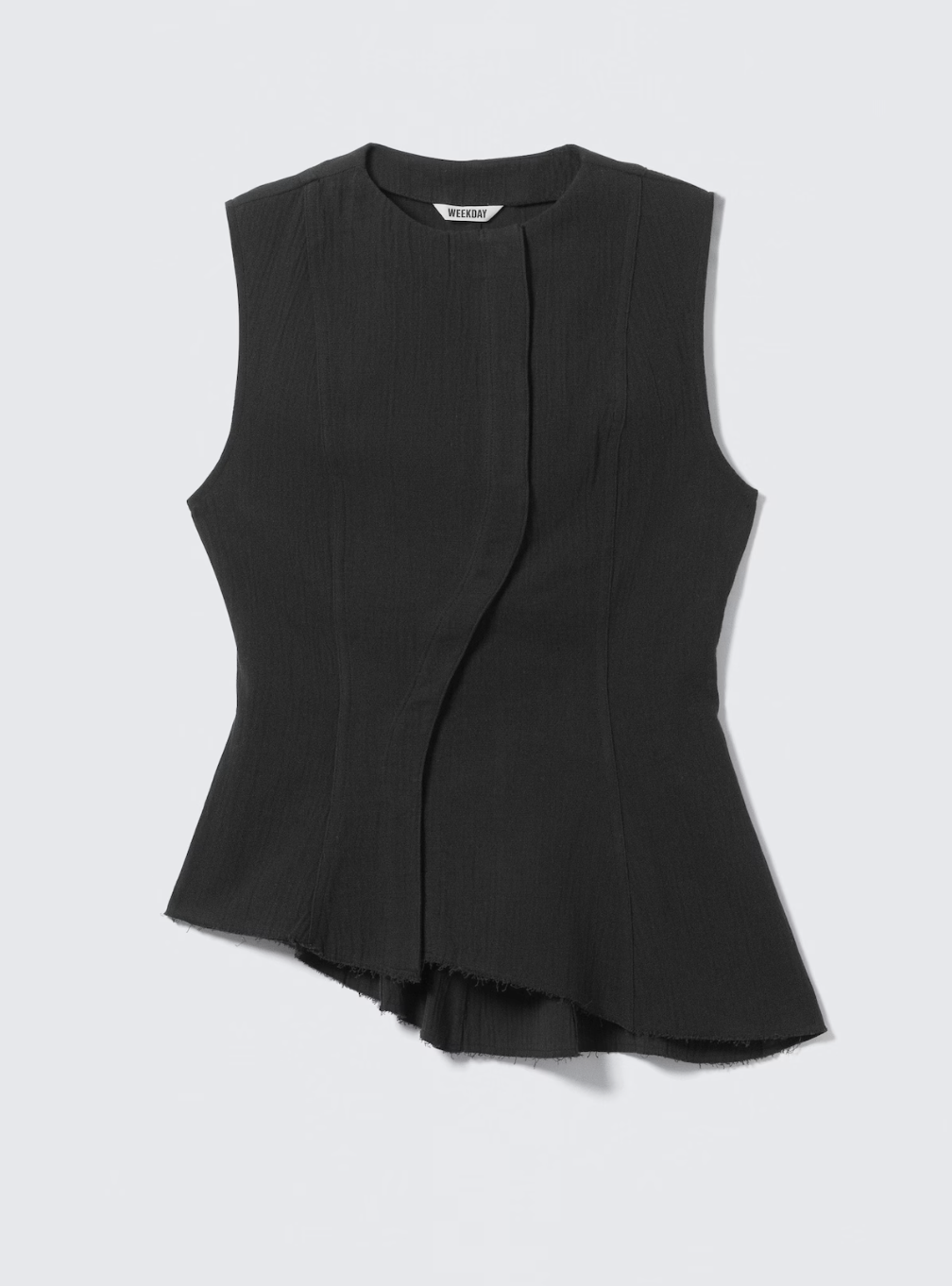Women's Sleeveless Asymmetric Peplum Top (Dark Grey)