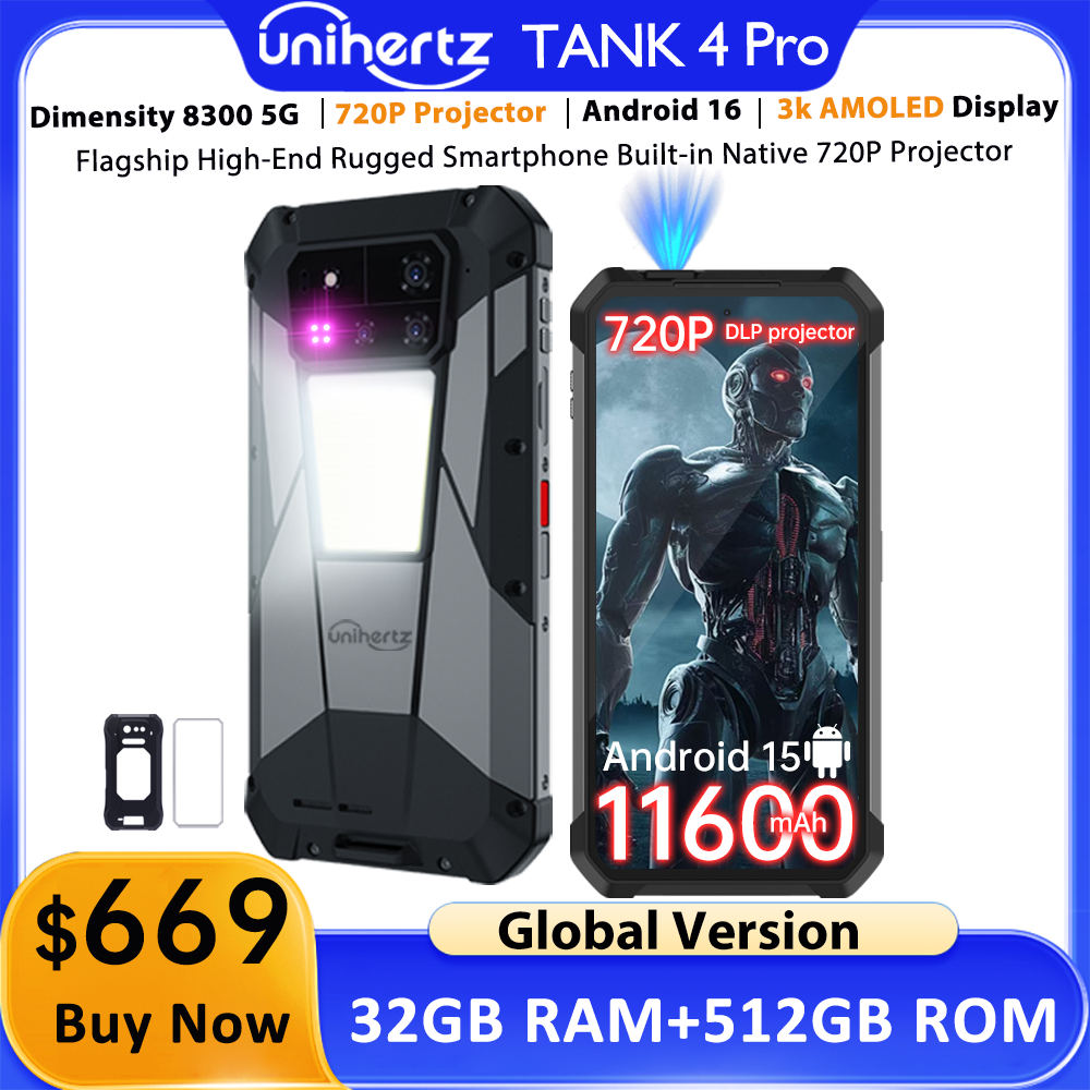Unihertz by 8849 Tank 4 Pro 5G AI Rugged Phone (32GB/512GB, 3K AMOLED)