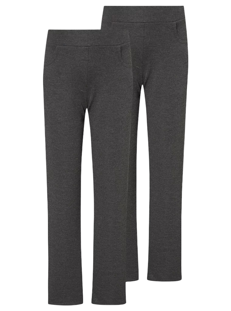 Longer Length Straight Leg School Trousers - Pack of 2 (Grey)