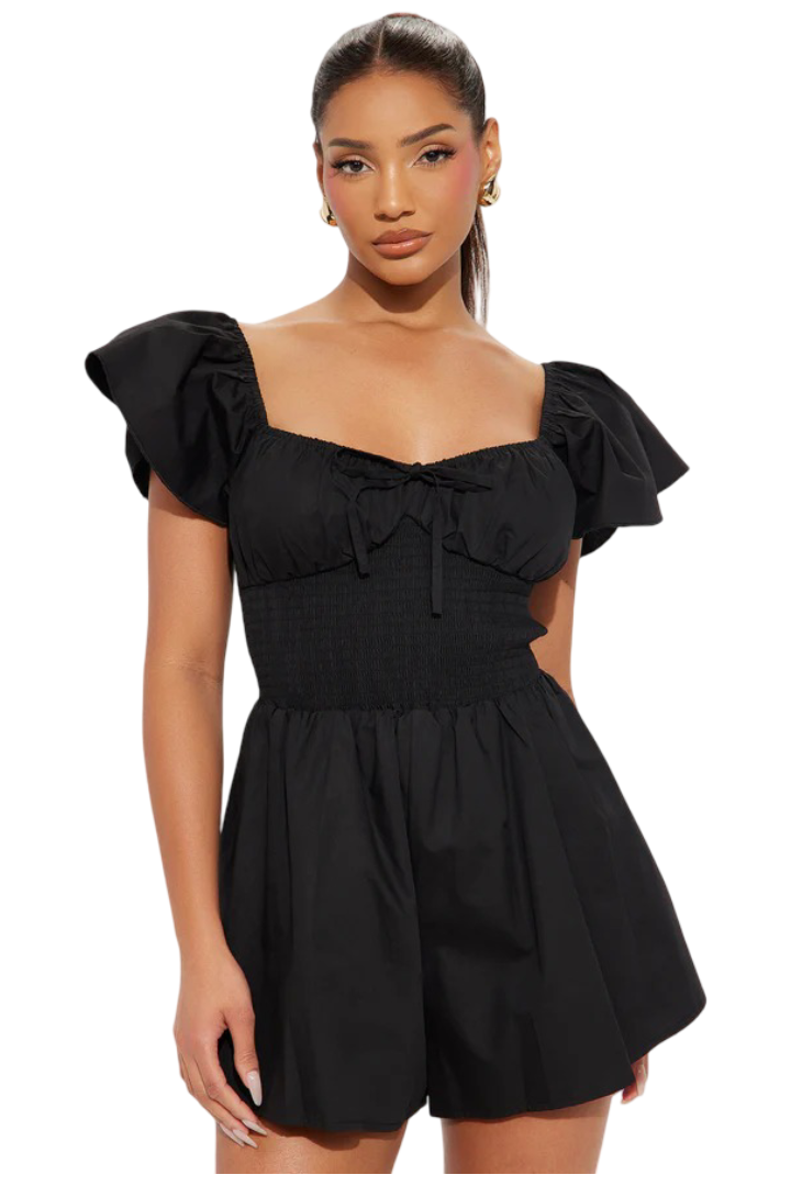 Marcia Poplin Romper (Black)