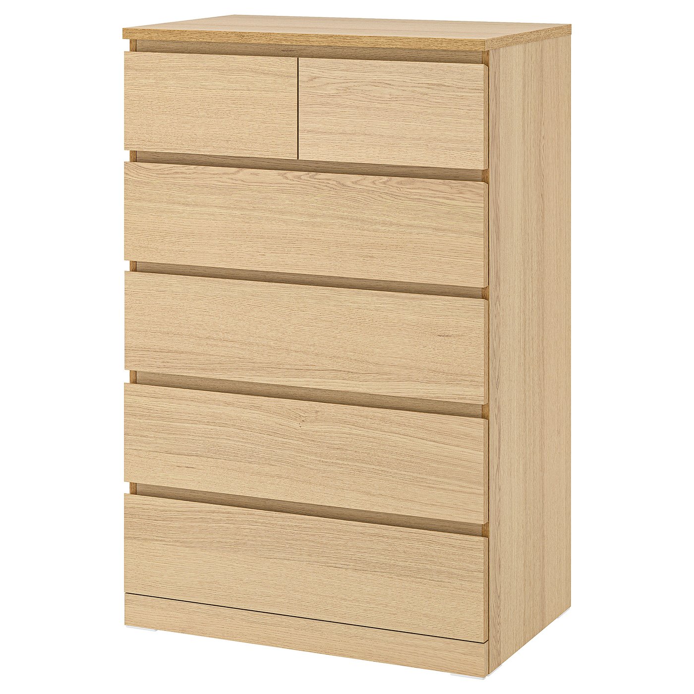 Malm: 6 Drawers Chest - 80x123 cm (White Stained Oak Veneer)