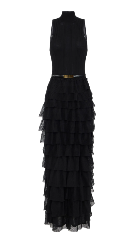 Elisabetta Franchi: Ruffle-Detail Belted Dress
