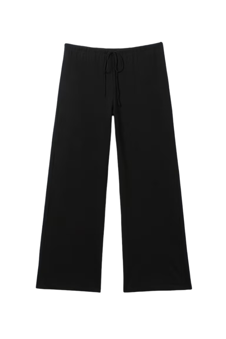 Wide-Leg Pull-On Lyocell Trousers (Black)