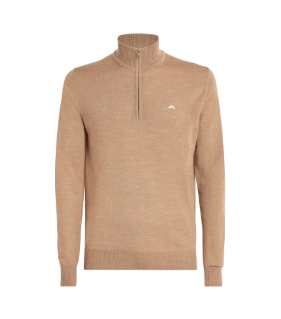 J Lindeberg: Merino Wool Quarter-Zip Kian Sweater (Tigers Eye)