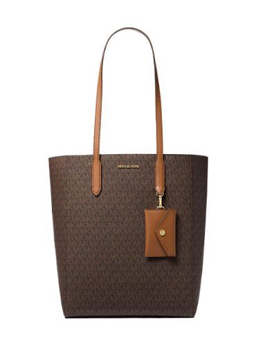 Vincent Large Signature Logo Tote Bag with Card Case (Brown)