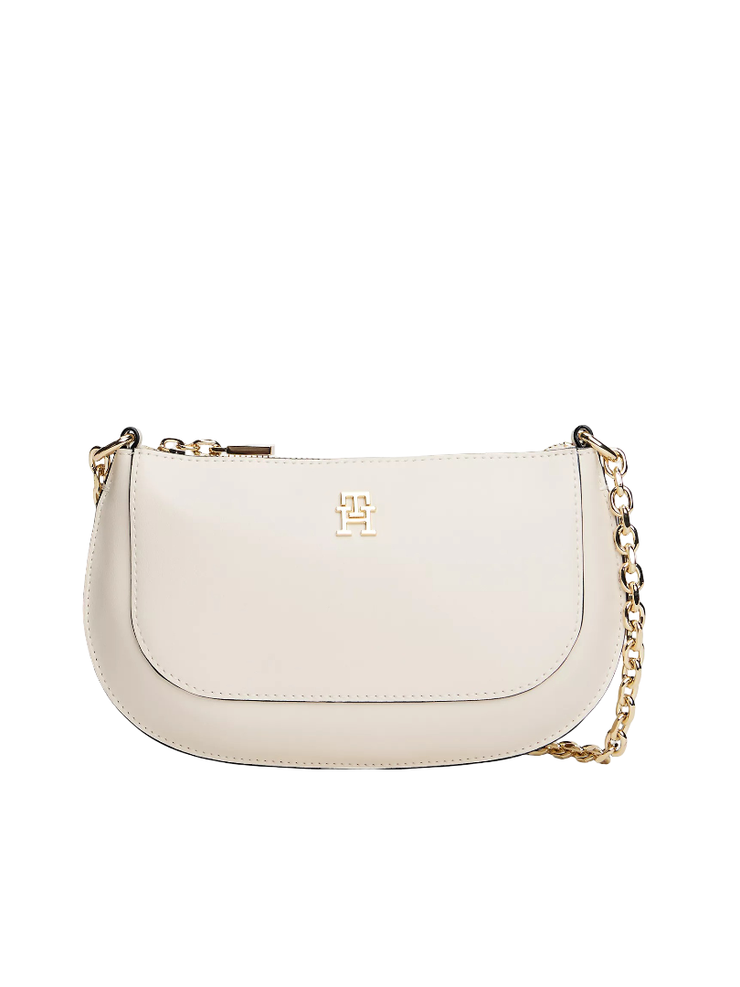 Chain Strap Curved Mini Crossbody Bag (Soft Cream)